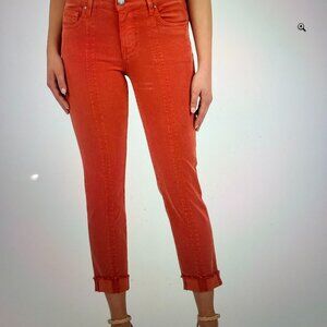 KUT FROM THE KLOTH Amy Crop Straight Leg- Roll Up Fray Princess Seam ~ NWT